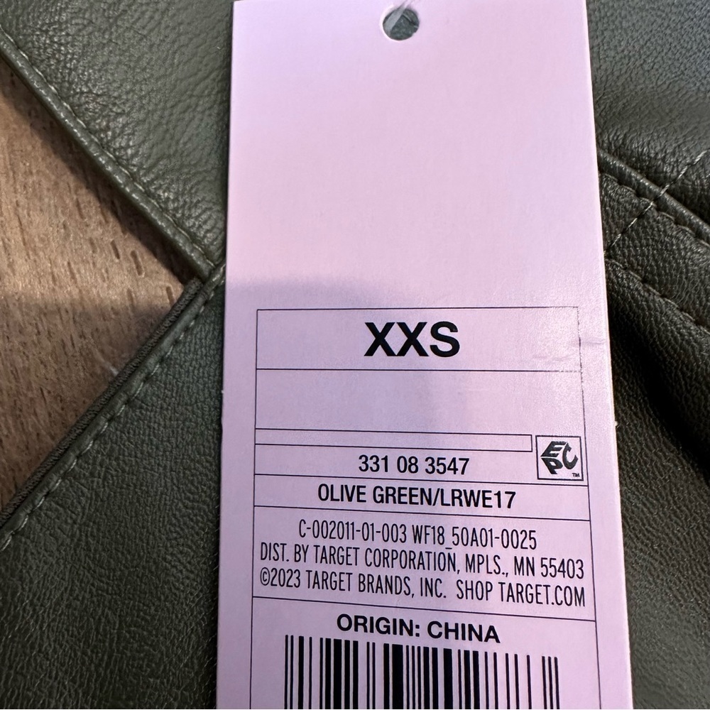 NWT Wild Fable Faux Leather Zip Front Pinafore Olive Dress Size XXSmall - Picture 9 of 12